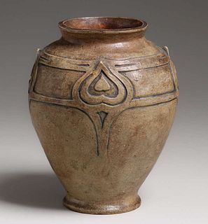 Arts Crafts Hand-Carved Studio Vase c1910