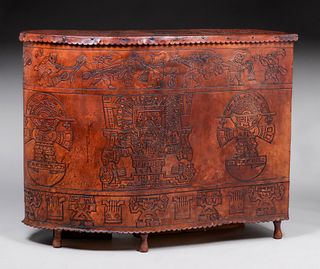 Mexican Hand-Tooled Leather Tiki Bar c1950s