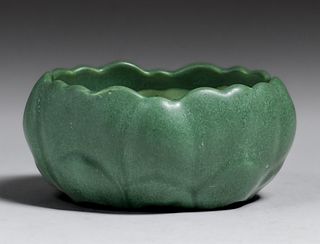 Hampshire Pottery Organic Form Matte Green Bowl c1910