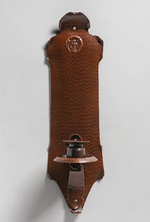 Old Mission Kopper Kraft Hammered Copper Candle Sconce c1922-1925