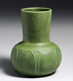 Large Grueby Pottery Matte Green Vase c1905