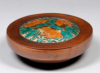 Gregor Panis Falmouth, MA Hammered Copper & Enamel Covered Bowl c1920s