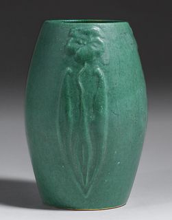 Zanesville Stoneware #101 Matte Green Vase c1910s