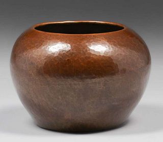 Dirk van Erp Hammered Copper Bulbous Vase c1911-1912
