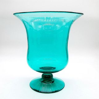 Large Vintage Green Hurricane Glass Candleholder / Vase