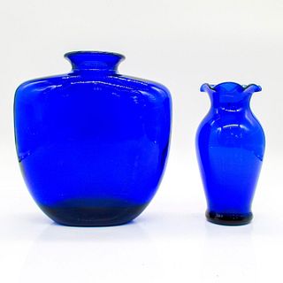 2pc Decorative Cobalt Blue Glass Vases