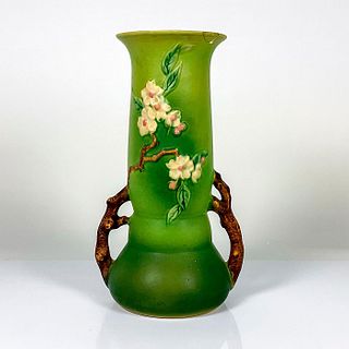 Large Roseville Two Handled Vase, Apple Blossom Green