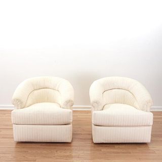 Karl Springer style upholstered club chairs