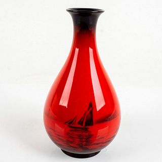 Vintage Noritake Bone China Red & Back Sailboat Bud Vase