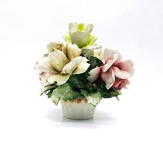 Capodimonte Porcelain Roses in a Flower Pot