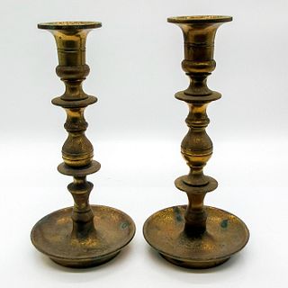 Pair of Vintage Mid-Century Boyd Welch Brass Candle Holders