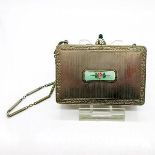 Antique Compact Makeup Case with Chain