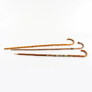 3pc Antique Bamboo Walking Canes