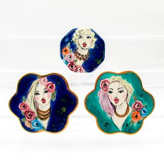 3pc Pickney Creations Ceramic Brooches