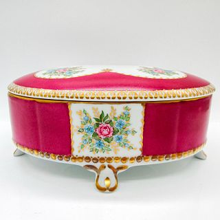 Gerold Porcelain Maroon Gilded Floral Jewelry Box