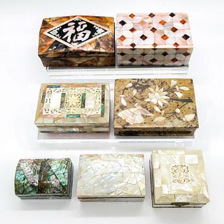 7pc Vintage Mother of Pearl Decorative Jewelry Boxes