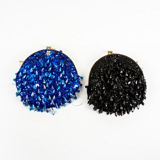 2pc Vintage Beaded and Sequined Clutch Purses