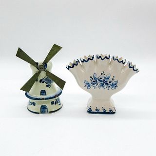 2pc Delft Lovely Blue and White Style Figurine Desk Set