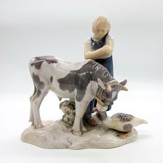 Vintage Bing & Grondahl Figurine, Girl with Goose and Cow
