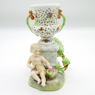 Antique European Porcelain Figural Bowl with Cherub
