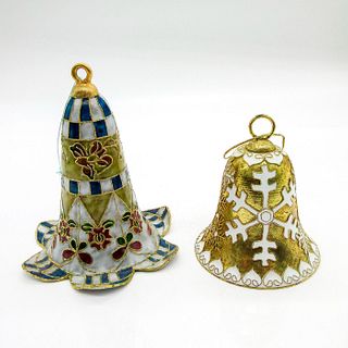 2pc Vintage Decorative Enameled Ornament Bells