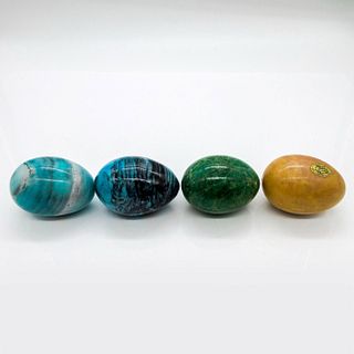 4pc Vintage Italian Alabaster Colored Decorative Eggs