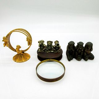 3pc Vintage Monkey Magnifier, Note Holder & Paperweight