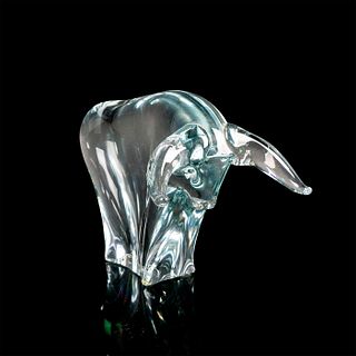 Vintage Swedish Blown Glass Bull Sculpture, Signed