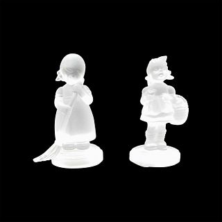2pc Goebel German Crystal Collection Frosted Glass Figurines