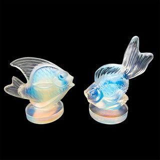 2pc Vintage Sabino Opalescent Glass Fish Figurines