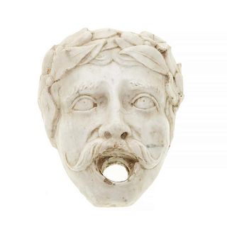 Antique Roman white marble fountain head