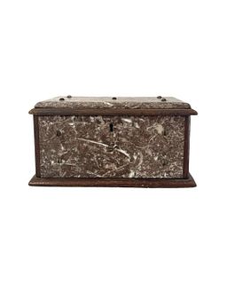 Antique Rare Chocolate Marble and Wood Box