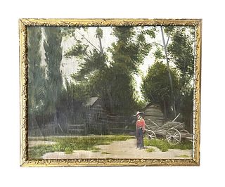 Landscape Illustration Oil Painting - Mystery Artist
