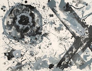Sam Francis Untitled. 1987. Lithographie auf chamoisfarbenem Arches. 67,3 x 88,9 cm (67,3 x 88,9 cm). Signiert und nummeriert. Unter Glas gerahmt. - V