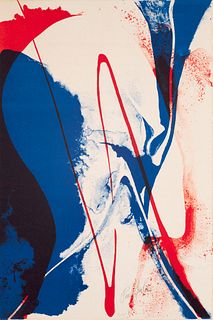 Paul Jenkins o.T. (abstrakte Komposition). Farblithographie auf chamoisfarbenem BFK Rives. 37,5 x 25 cm (37,5 x 25 cm). Signiert und nummeriert. - Ver