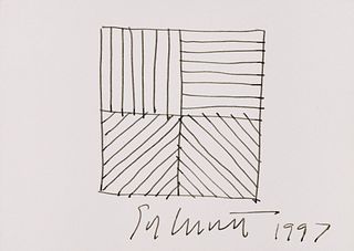 Sol LeWitt o.T. 1997. Schwarze Tinte auf Velin. 10,3 x 14,7 cm. Signiert und datiert. - Ecken unwesentlich angestoßen. Insgesamt in gutem und sauberem