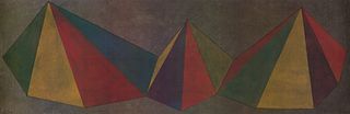 Sol LeWitt Piramidi. Plate 08. 1986. Farblithographie auf dünnem glattem Velin. 22,3 x 68 cm. In Bleistift signiert und nummeriert. - Unauffällig knic