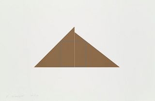 Robert Mangold A square within two triangles. 1977. Farbserigraphie auf chamoisfarbenem Vélin. 29 x 45 cm (42 x 59,5 cm). Signiert und nummeriert. - M
