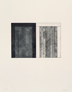 Brice Marden Blatt 6 aus: 12 Views for Caroline Tatyana. 1977/ 79. Aquatintaradierung auf kräftigem, genarbten Velin. 25,3 x 35,3 cm (67 x 52 cm). Sig