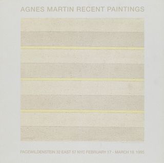 Agnes Martin o.T. 1995. Farboffsetlithographie auf Vellum. 27 x 22,5 cm (30,5 x 30,5 cm). Mit typographischer Bezeichnung mit Werksangaben. - Kanten a