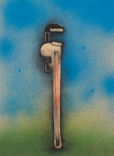 Jim Dine Big Red Wrench in Landscape, from Homage à Picasso. 1973. Farblithographie auf Arches. 76,2 x 56,6 cm (76,2 x 56,6 cm). Mit Bleistift signier