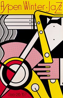 Roy Lichtenstein Aspen Winter Jazz. 1967. Farbserigraphie auf festem, glatten Velin. 101,7 x 65,8 cm (101,7 x 65,8 cm). - Partiell leichte griffspuren