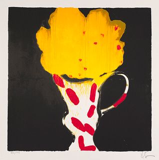 Donald Sultan Matisse Flowers and Vase. 1998. Farbserigraphie auf Bütten. 36 x 36 cm (41 x 41 cm). Monogrammiert und nummeriert. - In gutem Zustand. D