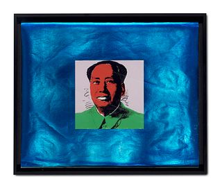 nach Andy Warhol Mao. 1985. Farbige Collotypie auf blauer Silberfolie. 47 x 57 cm (47 x 57 cm). Verso mit dem Stempel "Andy Warhol, SILVER FACTORY, Yo