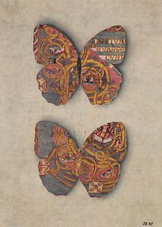 Jiri Kolar Schmetterlinge. 1967. Collage von Farboffsetdrucken voll aufgezogen auf Karton. 29 x 20,6 cm. Monogrammiert und datiert. An den Kanten teil