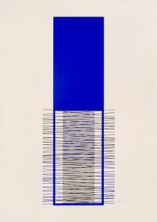 Jesús Rafael Soto 1 Farbserigraphie aus: Caroni. 1971. Auf cremefarbenem Velinkarton. 71 x 27 cm (84 x 59 cm). Signiert und nummeriert. Punktuell auf 