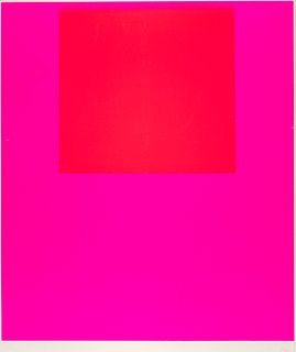 Rupprecht Geiger leuchtrot warm auf kalt. 1967. Farbserigraphie auf leichtem Velinkarton. 69,5 x 60 cm (72,5 x 61 cm). Signiert und nummeriert. - Kant