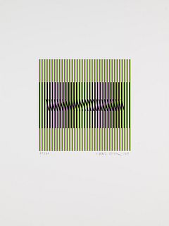 Carlos Cruz-Diez Induction chromatique à double fréquence. 2009. Farbserigraphie auf beschichteten Velin. 16 x 16 cm (40 x 30 cm). Signiert, datiert u