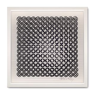 Victor Vasarely 1 Multiple aus: Oeuvres Profondes Cinetiques. 1973. 2 Serigraphien in schwarz, eine auf weißem Vélin und eine auf transparenter Rhodio