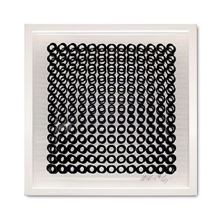 Victor Vasarely 1 Multiple aus: Oeuvres Profondes Cinetiques. 1973. 2 Serigraphien in schwarz, eine auf weißem Vélin und eine auf transparenter Rhodio